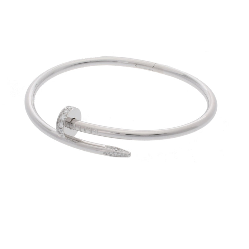 CARTIER カルティエ ジュストアンクル 新型 ハーフダイヤ #18 レディース K18ホワイトゴールド WG ブレスレット Aランク 中古 銀蔵