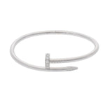 CARTIER カルティエ ジュストアンクル 新型 ハーフダイヤ #18 レディース K18ホワイトゴールド WG ブレスレット Aランク 中古 銀蔵