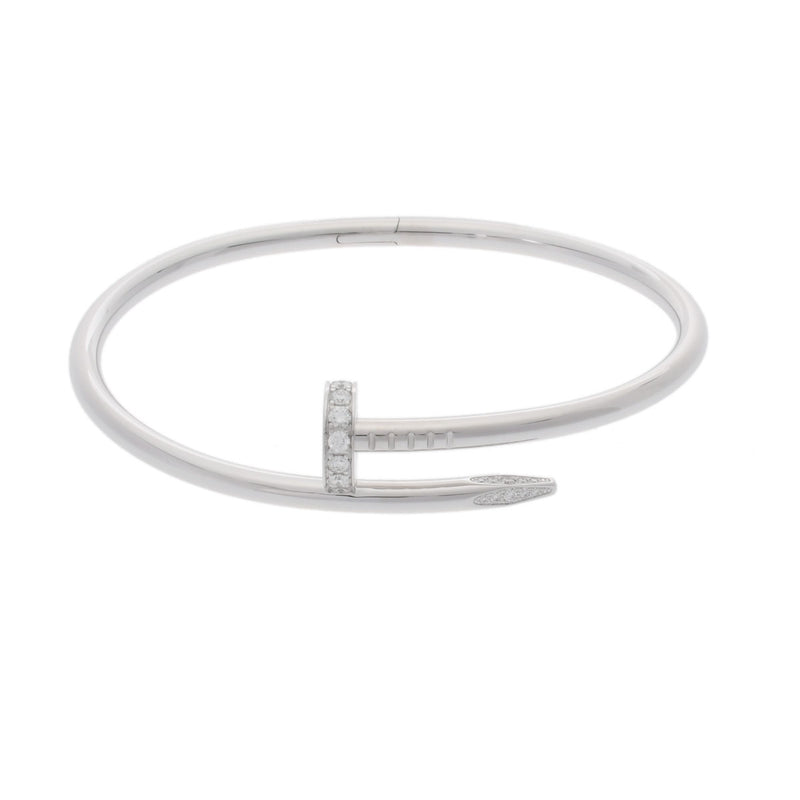 CARTIER カルティエ ジュストアンクル 新型 ハーフダイヤ #18 レディース K18ホワイトゴールド WG ブレスレット Aランク 中古 銀蔵