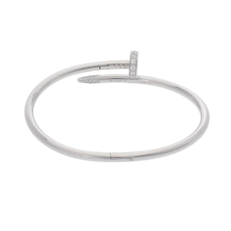 CARTIER カルティエ ジュストアンクル 新型 ハーフダイヤ #18 レディース K18ホワイトゴールド WG ブレスレット Aランク 中古 銀蔵