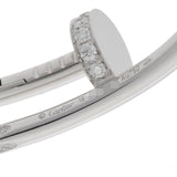 CARTIER カルティエ ジュストアンクル 新型 ハーフダイヤ #18 レディース K18ホワイトゴールド WG ブレスレット Aランク 中古 銀蔵