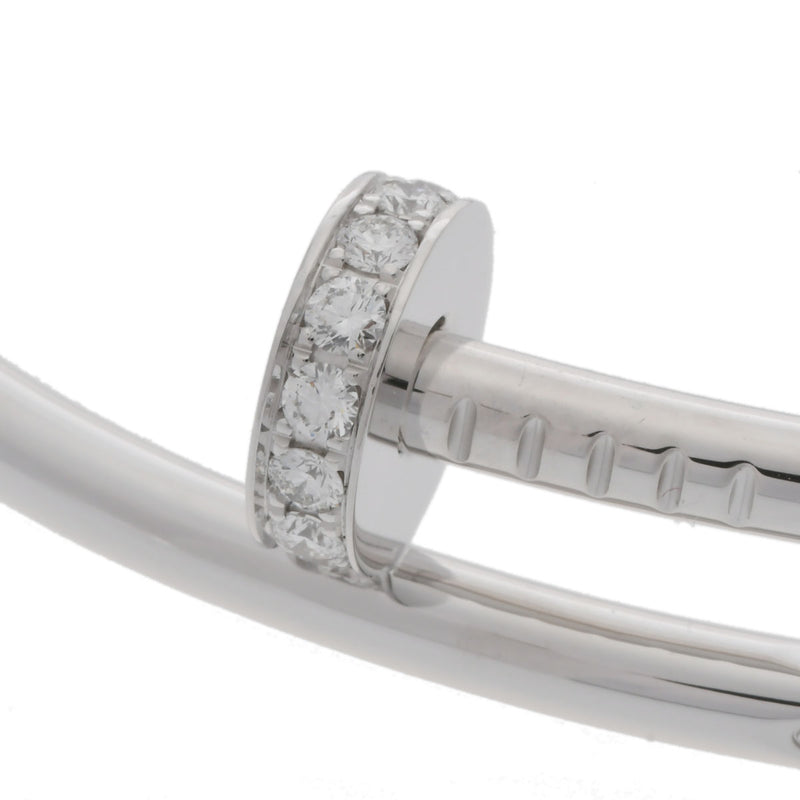 CARTIER カルティエ ジュストアンクル 新型 ハーフダイヤ #18 レディース K18ホワイトゴールド WG ブレスレット Aランク 中古 銀蔵