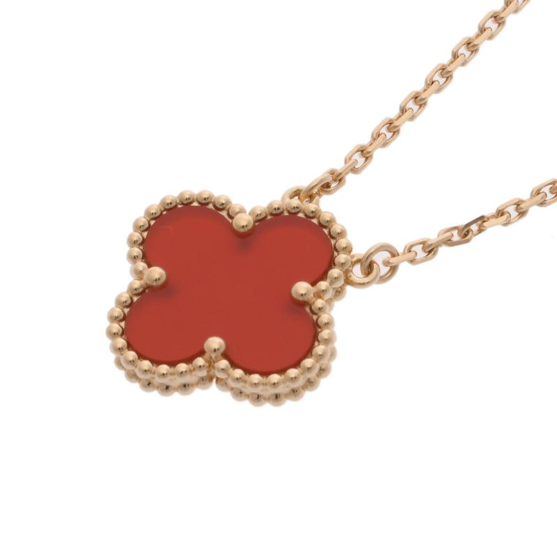 VAN CLEEF & ARPELS ヴァンクリーフ＆アーペル ヴィンテージアルハンブラ カーネリアン VCARD38500 レディース K18イエローゴールド YG ネックレス Aランク 中古 銀蔵