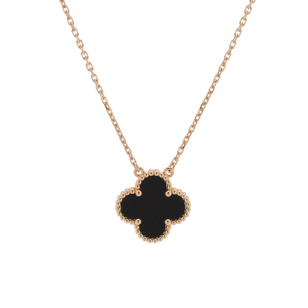 VAN CLEEF & ARPELS ヴァンクリーフ＆アーペル ヴィンテージ アルハンブラ オニキス ブラック/ゴールド VCARA45800 レディース K18イエローゴールド YG ネックレス Aランク 中古 銀蔵