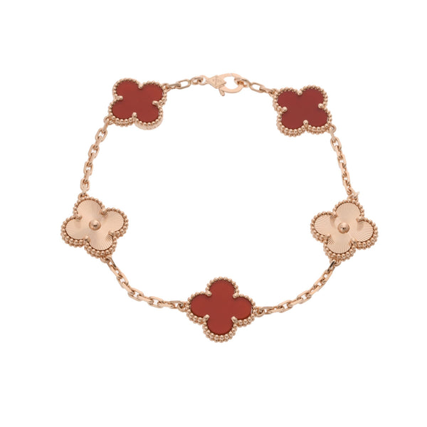 VAN CLEEF & ARPELS ヴァンクリーフ＆アーペル ヴィンテージ アルハンブラ 5モチーフ ギヨシェ VCARP7RP00 レディース K18ピンクゴールド PG ブレスレット Aランク 中古 銀蔵