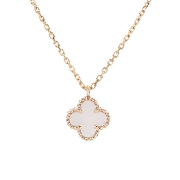VAN CLEEF & ARPELS ヴァンクリーフ＆アーペル スウィート アルハンブラ マザーオブパール ホワイト VCARF69100 レディース K18イエローゴールド YG ネックレス Aランク 中古 銀蔵