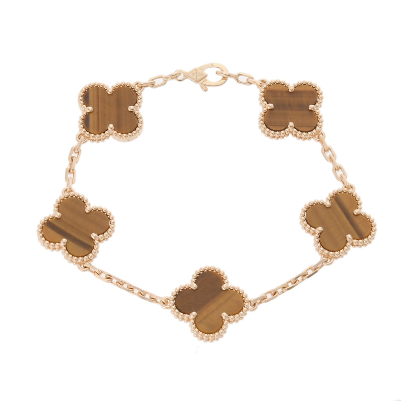 VAN CLEEF & ARPELS ヴァンクリーフ＆アーペル ヴィンテージ アルハンブラ タイガーアイ VCARP7RP00 レディース K18イエローゴールド YG ブレスレット Aランク 中古 銀蔵
