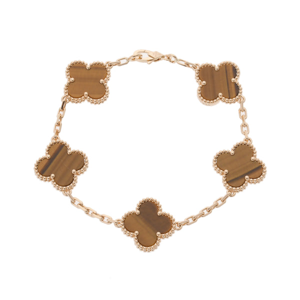 VAN CLEEF & ARPELS ヴァンクリーフ＆アーペル ヴィンテージ アルハンブラ タイガーアイ VCARP7RP00 レディース K18イエローゴールド YG ブレスレット Aランク 中古 銀蔵