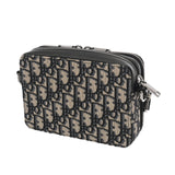 CHRISTIAN DIOR クリスチャンディオール オブリーク ショルダージップポーチ ネイビー 20BBC119YSE‐H05E メンズ ジャガード レザー ショルダーバッグ ABランク 中古 銀蔵