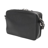 CHRISTIAN DIOR クリスチャンディオール ダブルジップ ポケットショルダー ブラック メンズ レザー ショルダーバッグ ABランク 中古 銀蔵