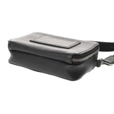 CHRISTIAN DIOR クリスチャンディオール ダブルジップ ポケットショルダー ブラック メンズ レザー ショルダーバッグ ABランク 中古 銀蔵