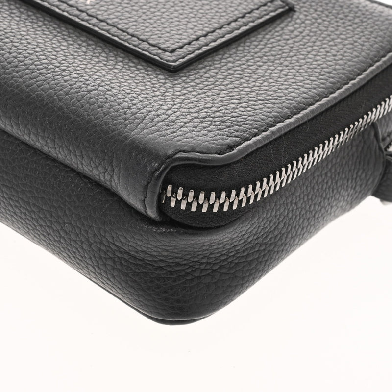 CHRISTIAN DIOR クリスチャンディオール ダブルジップ ポケットショルダー ブラック メンズ レザー ショルダーバッグ ABランク 中古 銀蔵