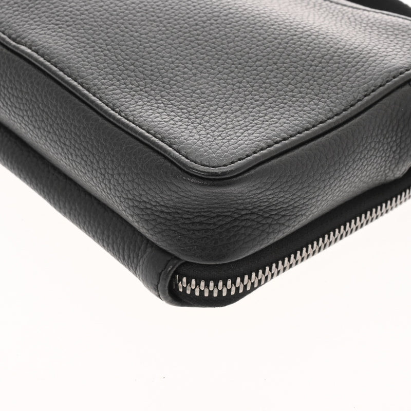 CHRISTIAN DIOR クリスチャンディオール ダブルジップ ポケットショルダー ブラック メンズ レザー ショルダーバッグ ABランク 中古 銀蔵