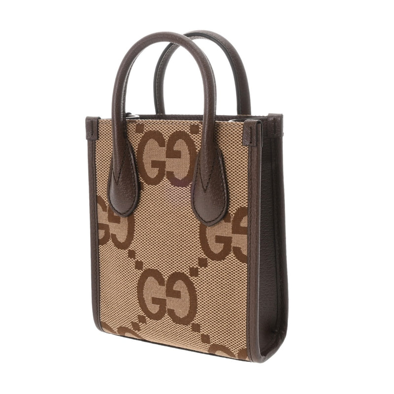 GUCCI グッチ ミニ トートバッグ ジャンボGG 2WAY ベージュ/ブラウン 699406 レディース GGキャンバス レザー ハンドバッグ 新同 中古 銀蔵
