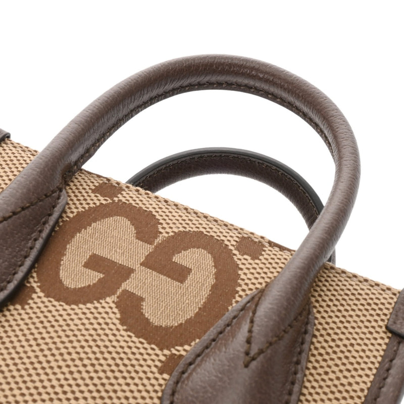 GUCCI グッチ ミニ トートバッグ ジャンボGG 2WAY ベージュ/ブラウン 699406 レディース GGキャンバス レザー ハンドバッグ 新同 中古 銀蔵