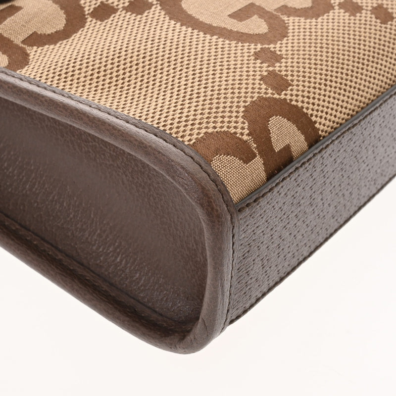 GUCCI グッチ ミニ トートバッグ ジャンボGG 2WAY ベージュ/ブラウン 699406 レディース GGキャンバス レザー ハンドバッグ 新同 中古 銀蔵