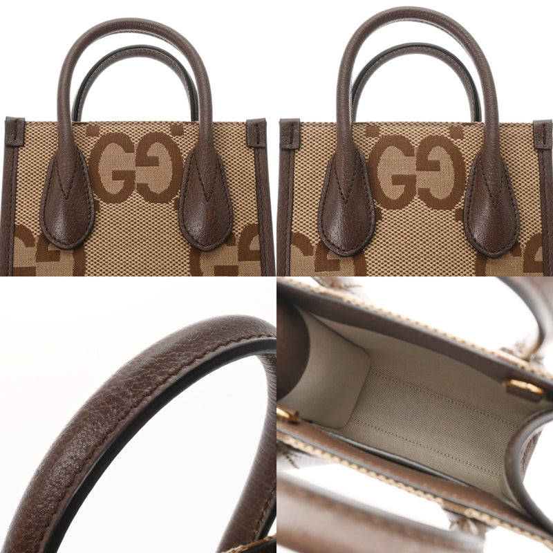 GUCCI グッチ ミニ トートバッグ ジャンボGG 2WAY ベージュ/ブラウン 699406 レディース GGキャンバス レザー ハンドバッグ 新同 中古 銀蔵