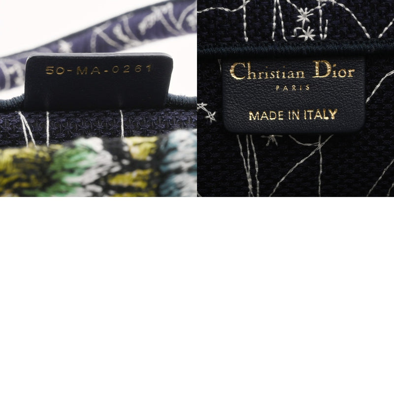 CHRISTIAN DIOR クリスチャンディオール ブックトート ミディアム ブルーコンステレーション ネイビー レディース キャンバス ハンドバッグ Aランク 中古 銀蔵