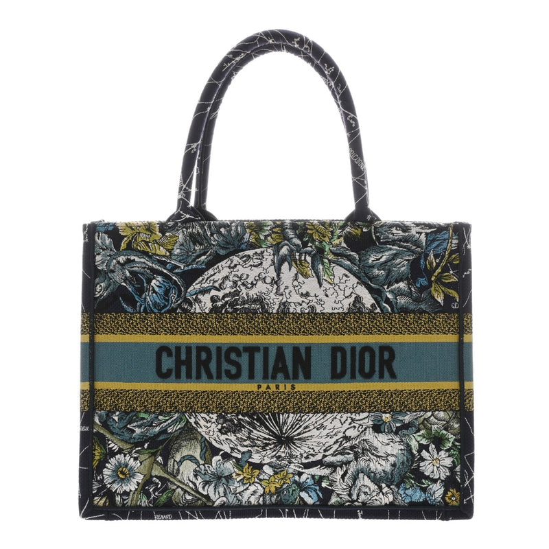 CHRISTIAN DIOR クリスチャンディオール ブックトート ミディアム ブルーコンステレーション ネイビー レディース キャンバス ハンドバッグ Aランク 中古 銀蔵