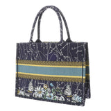 CHRISTIAN DIOR クリスチャンディオール ブックトート ミディアム ブルーコンステレーション ネイビー レディース キャンバス ハンドバッグ Aランク 中古 銀蔵