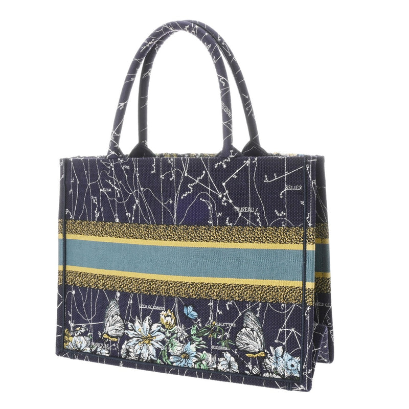 CHRISTIAN DIOR クリスチャンディオール ブックトート ミディアム ブルーコンステレーション ネイビー レディース キャンバス ハンドバッグ Aランク 中古 銀蔵