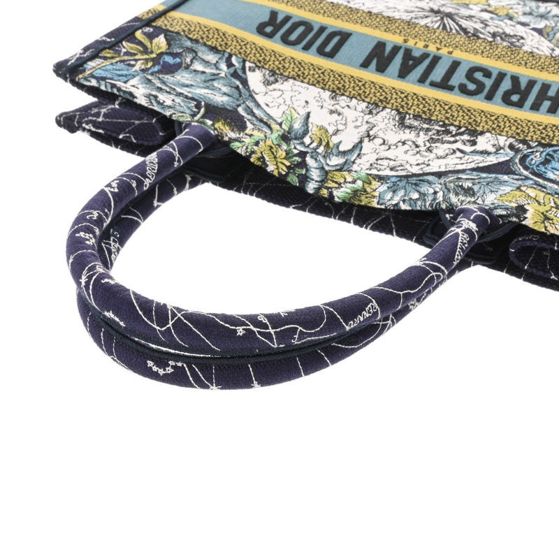 CHRISTIAN DIOR クリスチャンディオール ブックトート ミディアム ブルーコンステレーション ネイビー レディース キャンバス ハンドバッグ Aランク 中古 銀蔵