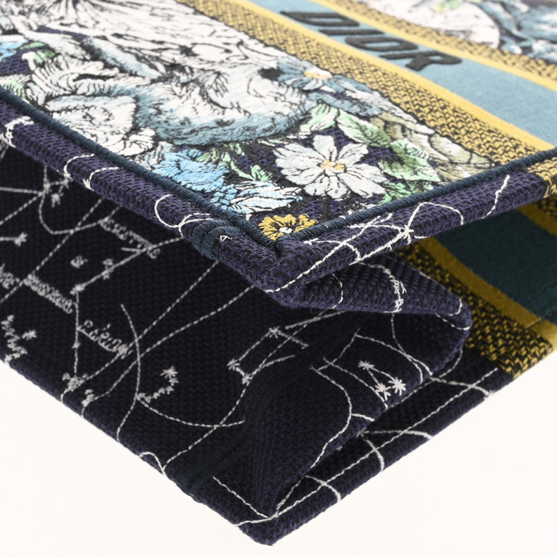 CHRISTIAN DIOR クリスチャンディオール ブックトート ミディアム ブルーコンステレーション ネイビー レディース キャンバス ハンドバッグ Aランク 中古 銀蔵