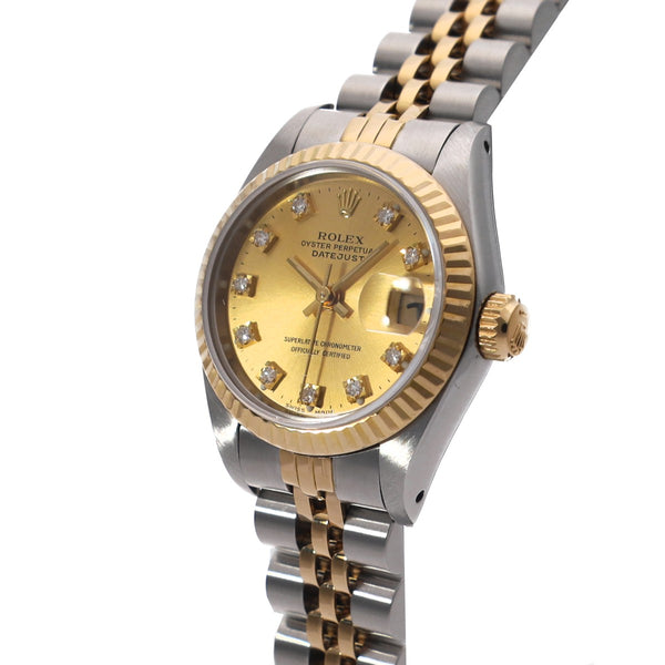 ロレックス デイトジャスト 10Pダイヤ 69173G 98番台(1987年頃製造) シャンパン/ダイヤモンド レディース 腕時計 自動巻き 中古 銀蔵