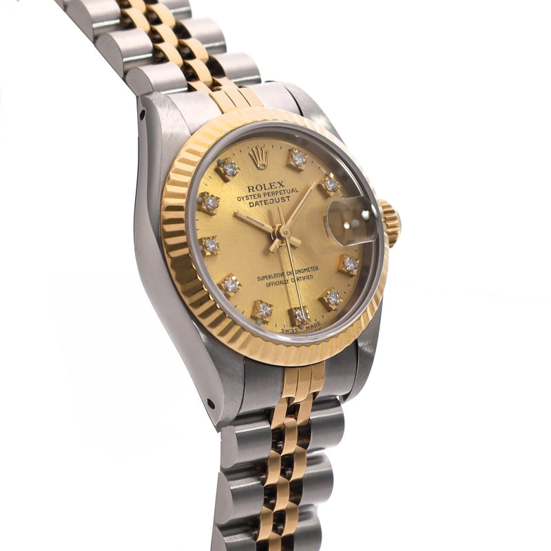 ロレックス デイトジャスト 10Pダイヤ 69173G 98番台(1987年頃製造) シャンパン/ダイヤモンド レディース 腕時計 自動巻き 中古 銀蔵