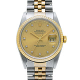 ロレックス デイトジャスト 10Pダイヤ 16233G X番(1991年頃製造) シャンパン/ダイヤモンド メンズ 腕時計 自動巻き 中古 銀蔵