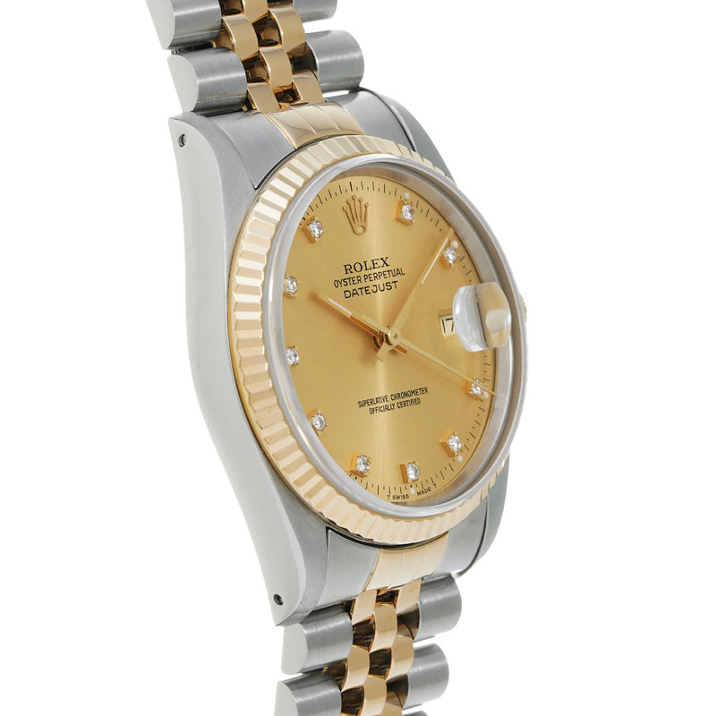 ロレックス デイトジャスト 10Pダイヤ 16233G X番(1991年頃製造) シャンパン/ダイヤモンド メンズ 腕時計 自動巻き 中古 銀蔵