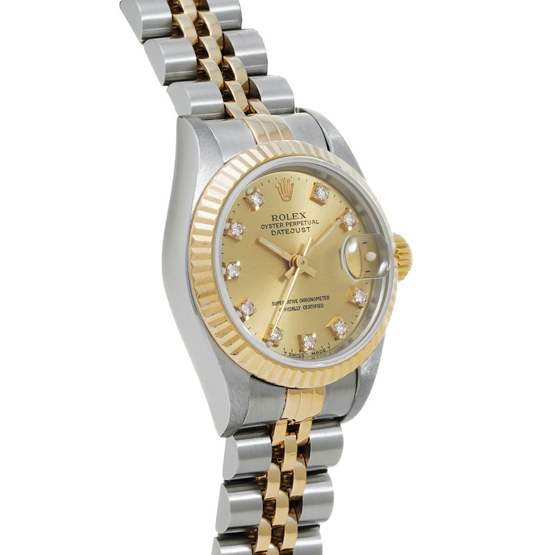 ロレックス デイトジャスト 10Pダイヤ 69173G X番(1991年頃製造) シャンパン/ダイヤモンド レディース 腕時計 自動巻き 中古 銀蔵