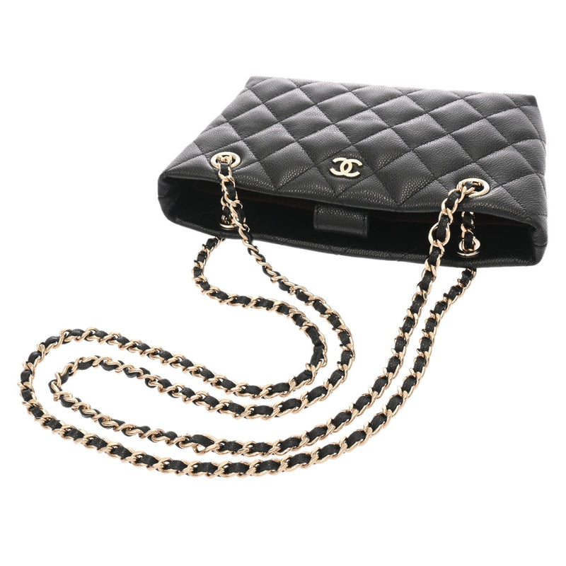 CHANEL シャネル マトラッセ クラシックチェーンクラッチ ミニ ブラック AP4423 レディース キャビアスキン ショルダーバッグ 新同 中古 銀蔵