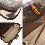 GUCCI グッチ バンブー 1947 ミディアムバッグ ベージュ/マルチカラー 679632 レディース GGスプリームキャンバス レザー ハンドバッグ Aランク 中古 銀蔵