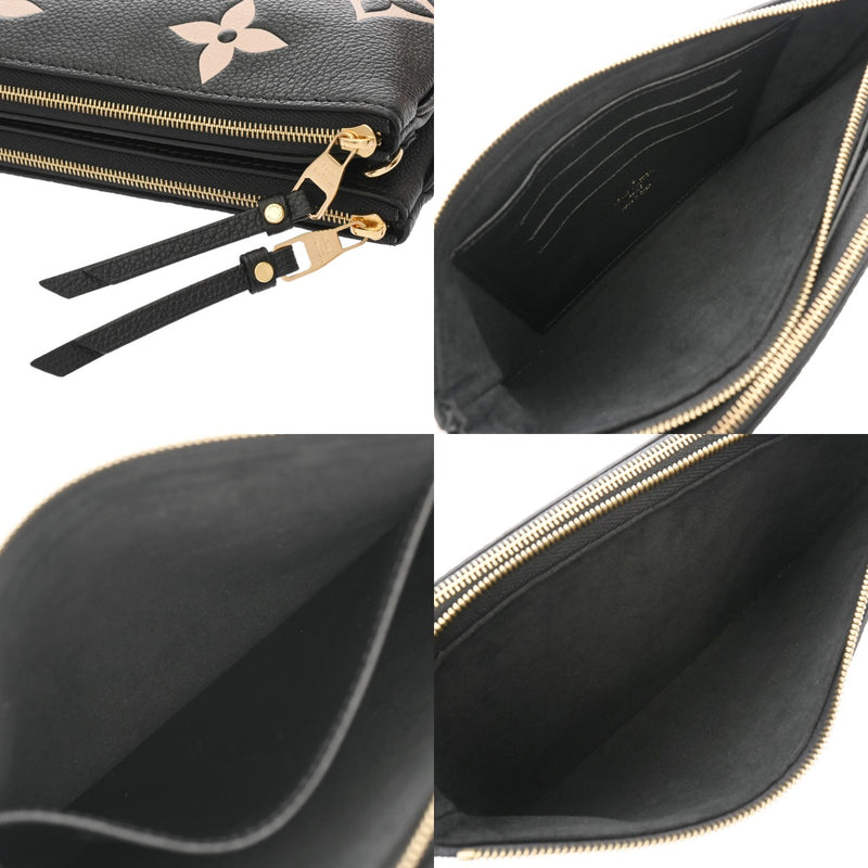 LOUIS VUITTON ルイヴィトン モノグラムアンプラント ポシェットドゥーブルジップ ブラック/ベージュ M80787 レディース レザー ショルダーバッグ Aランク 中古 銀蔵