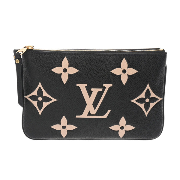 LOUIS VUITTON ルイヴィトン モノグラムアンプラント ポシェットドゥーブルジップ ブラック/ベージュ M80787 レディース レザー ショルダーバッグ Aランク 中古 銀蔵