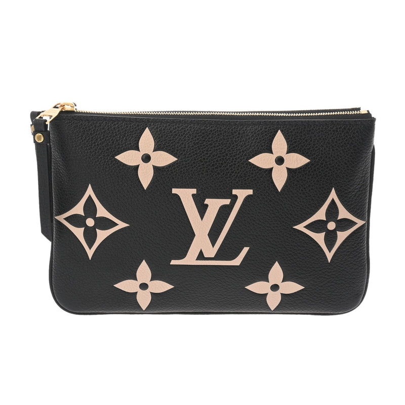 LOUIS VUITTON ルイヴィトン モノグラムアンプラント ポシェットドゥーブルジップ ブラック/ベージュ M80787 レディース レザー ショルダーバッグ Aランク 中古 銀蔵