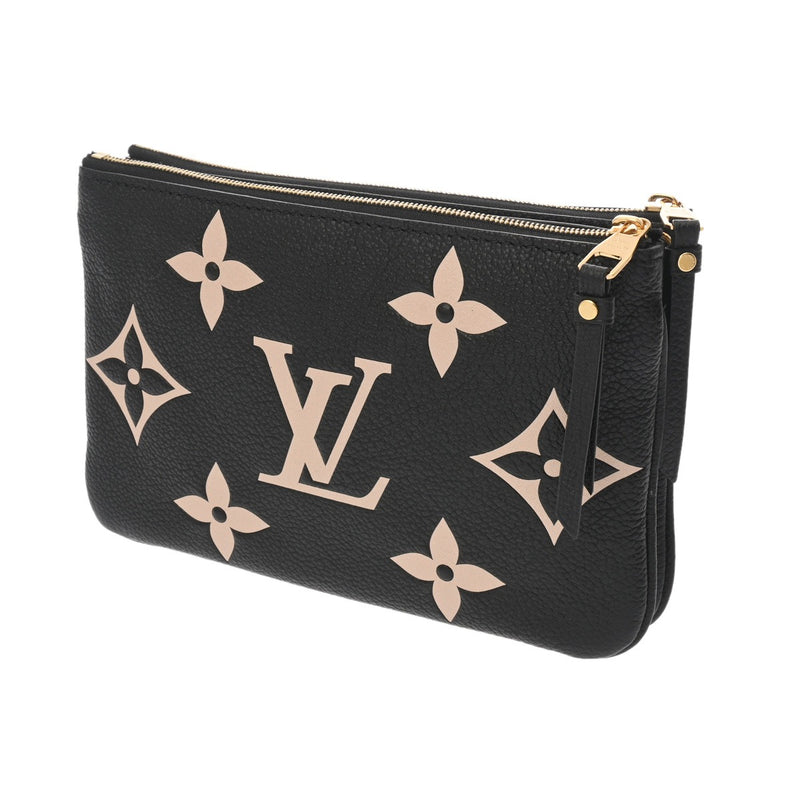 LOUIS VUITTON ルイヴィトン モノグラムアンプラント ポシェットドゥーブルジップ ブラック/ベージュ M80787 レディース レザー ショルダーバッグ Aランク 中古 銀蔵