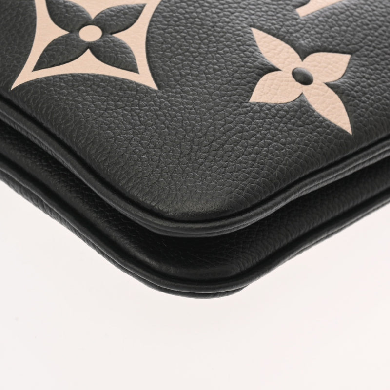 LOUIS VUITTON ルイヴィトン モノグラムアンプラント ポシェットドゥーブルジップ ブラック/ベージュ M80787 レディース レザー ショルダーバッグ Aランク 中古 銀蔵