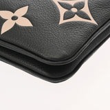 LOUIS VUITTON ルイヴィトン モノグラムアンプラント ポシェットドゥーブルジップ ブラック/ベージュ M80787 レディース レザー ショルダーバッグ Aランク 中古 銀蔵