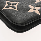 LOUIS VUITTON ルイヴィトン モノグラムアンプラント ポシェットドゥーブルジップ ブラック/ベージュ M80787 レディース レザー ショルダーバッグ Aランク 中古 銀蔵