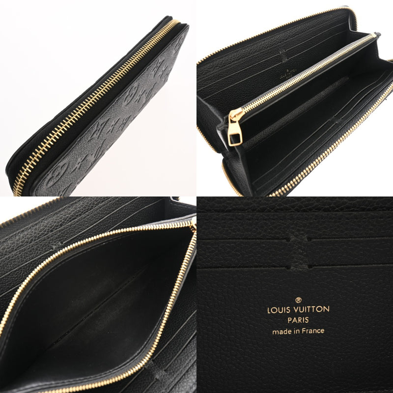 LOUIS VUITTON ルイヴィトン モノグラムアンプラント ポルトフォイユクレマンス ノワール M60171 レディース レザー 長財布 Aランク 中古 銀蔵