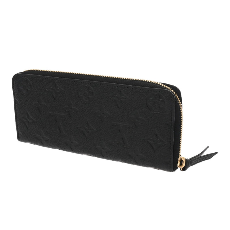 LOUIS VUITTON ルイヴィトン モノグラムアンプラント ポルトフォイユクレマンス ノワール M60171 レディース レザー 長財布 Aランク 中古 銀蔵