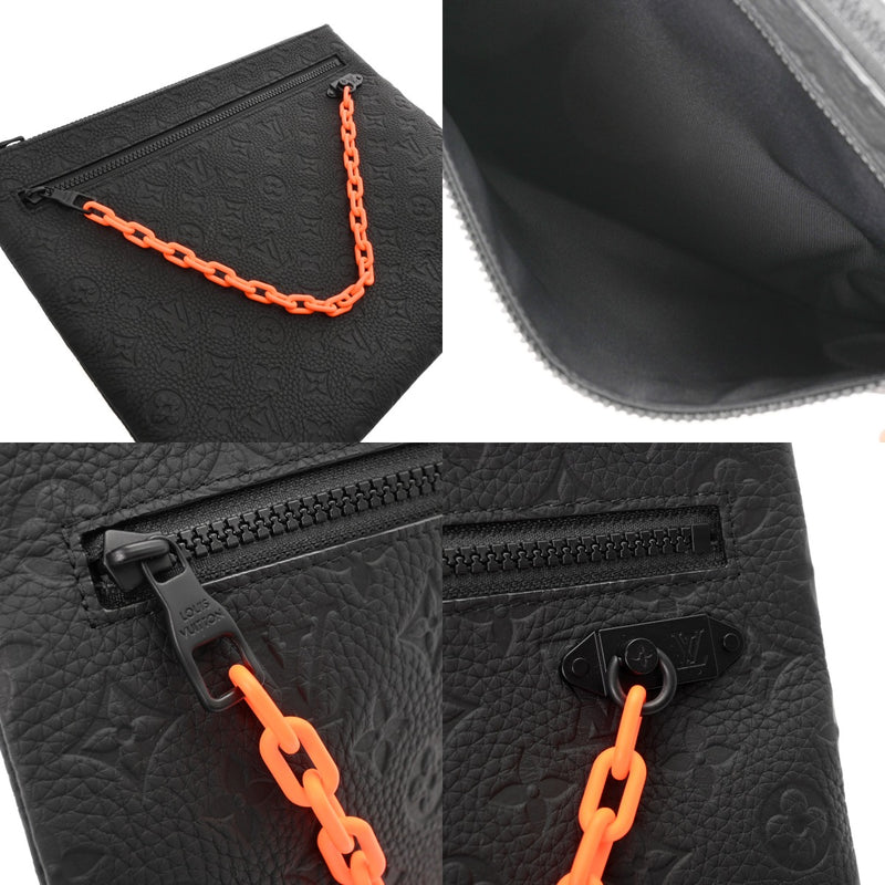 LOUIS VUITTON ルイヴィトン モノグラムレザー ポシェット A4 ブラック/オレンジ M67461 メンズ トリヨンレザー クラッチバッグ Aランク 中古 銀蔵