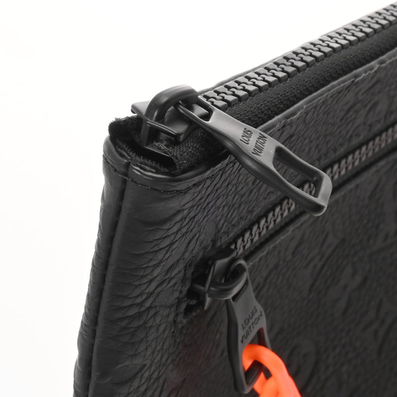 LOUIS VUITTON ルイヴィトン モノグラムレザー ポシェット A4 ブラック/オレンジ M67461 メンズ トリヨンレザー クラッチバッグ Aランク 中古 銀蔵