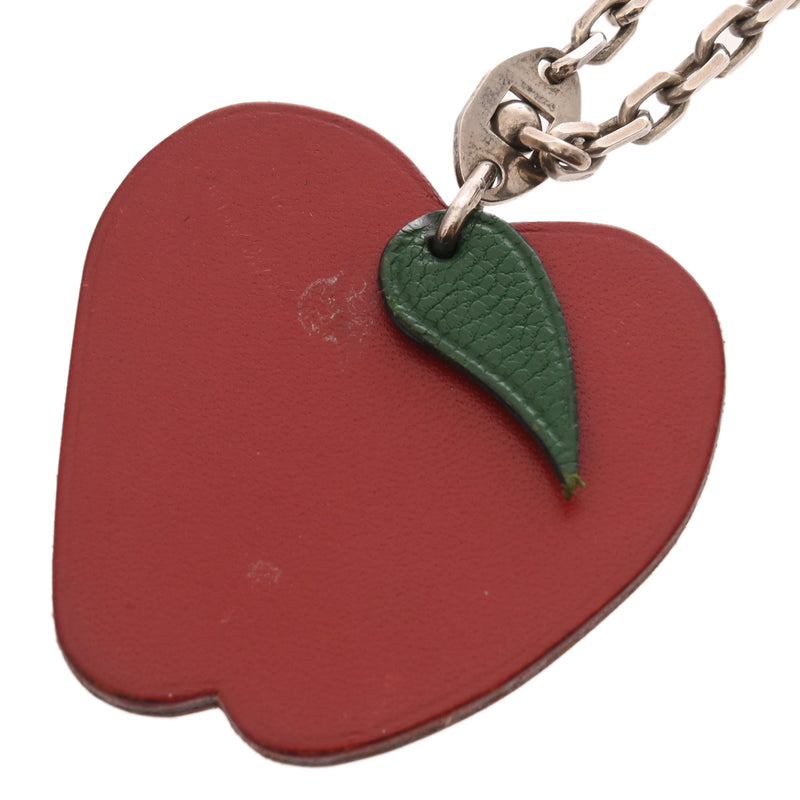 HERMES エルメス アップルモチーフ バッグチャーム レッド/グリーン レディース レザー キーホルダー ABランク 中古 銀蔵