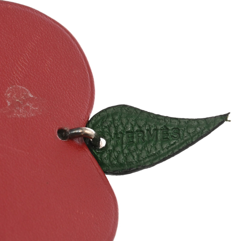 HERMES エルメス アップルモチーフ バッグチャーム レッド/グリーン レディース レザー キーホルダー ABランク 中古 銀蔵