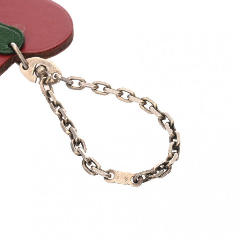 HERMES エルメス アップルモチーフ バッグチャーム レッド/グリーン レディース レザー キーホルダー ABランク 中古 銀蔵