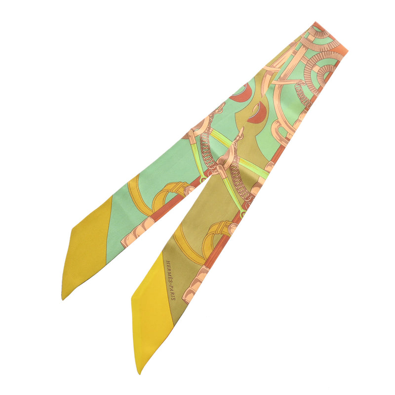 HERMES エルメス ツイリー 旧タグ グリーン レディース シルク100％ スカーフ Aランク 中古 銀蔵