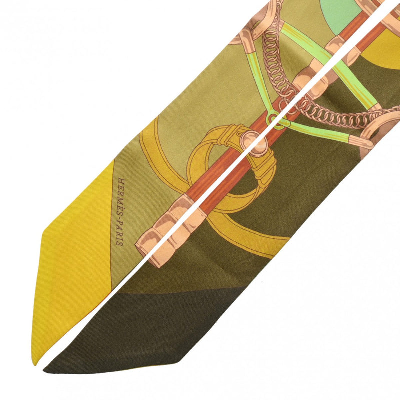 HERMES エルメス ツイリー 旧タグ グリーン レディース シルク100％ スカーフ Aランク 中古 銀蔵